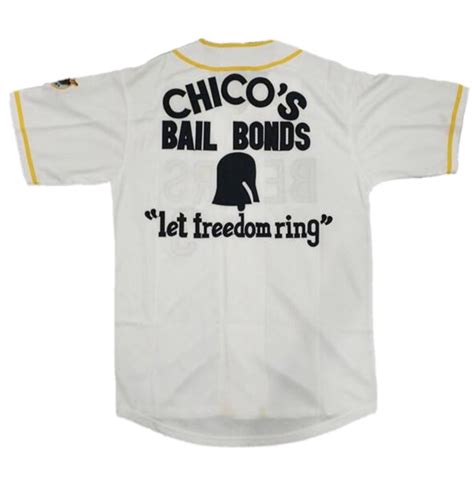 Bad News Bears Jersey Chico's Bail Bonds Baseball White Embroidered ...