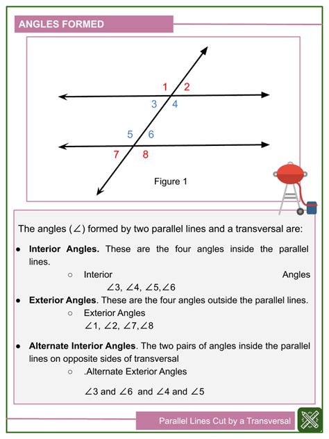 Worksheets Parallel Lines Cut By A Transversal