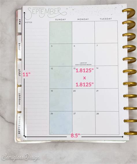 Happy Planner Box Sizes for Stickers - Updated for 2022 - Semigloss Design