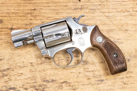 Smith & Wesson Model 36 38 Special Nickel-Plated Revolver with Wood ...