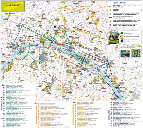 Paris top tourist attractions map - Open top double decker bus tour