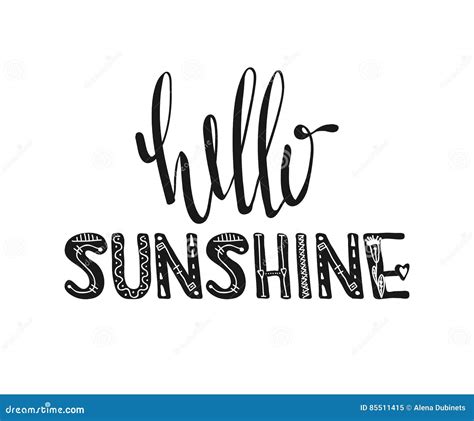 Hello Sunshine. Hand Drawn Poster Typography. Inspirational Quotes ...