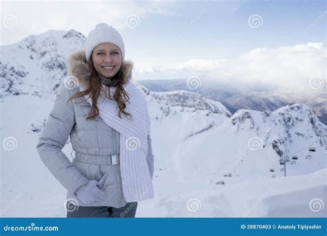 Woman in snow mountain stock image. Image of travel, female - 28870403