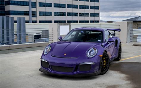 Download wallpapers Porsche 911 GT3RS, 2018, purple sports car, black ...