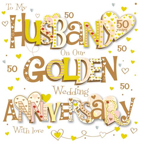 Husband Golden 50th Wedding Anniversary Greeting Card | Cards | Love Kates