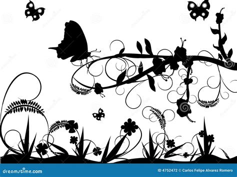 Black and white nature stock vector. Illustration of ground - 4752472