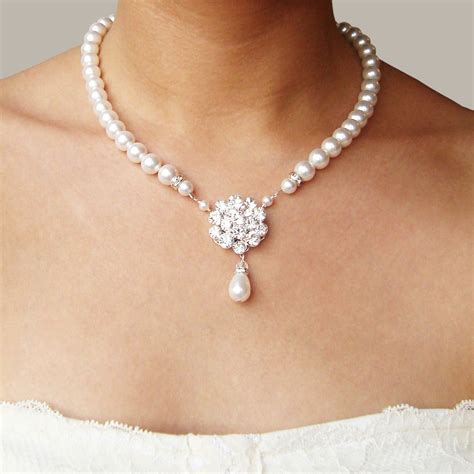 Bridal Pearl Necklace Vintage Style Wedding Necklace by luxedeluxe