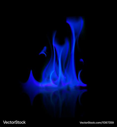 Blue fire flame bonfire on background Royalty Free Vector