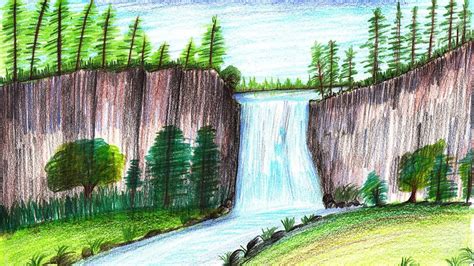 Simple Waterfall Drawing at PaintingValley.com | Explore collection of ...