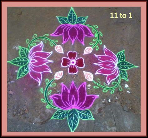 MEHANDI DESIGNS WORLD: FOUR LOTUS FLOWERS RANGOLI DESIGN