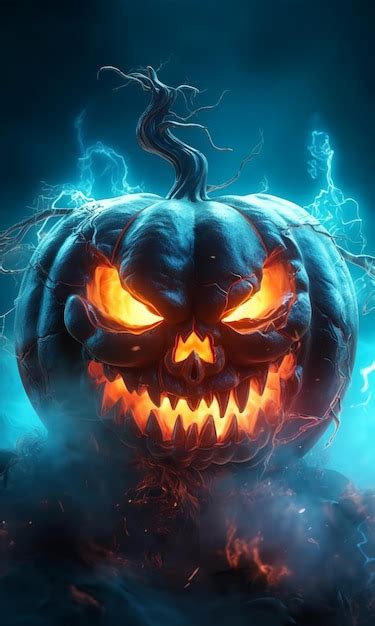 Premium AI Image | happy Halloween pumpkin wallpaper with scary face on ...