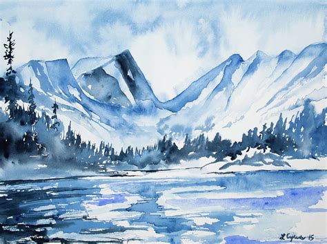 Watercolor - Dream Lake Winter Landscape Painting by Cascade Colors ...