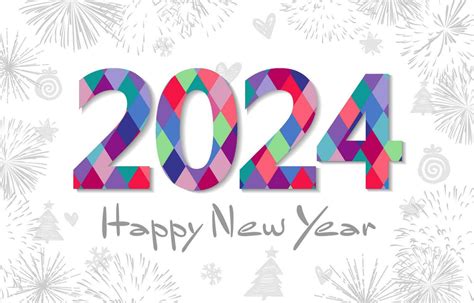 2024 A Happy New Year creative greeting card. modern number 20 24 and ...