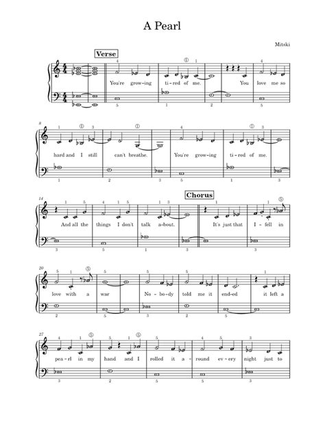 A pearl – Mitski A Pearl Sheet music for Piano (Solo) Easy | Musescore.com