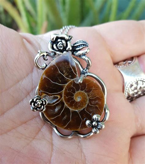 Stainless Steel & Ammonite Pendant | Ammomite Necklace | Ammonite ...