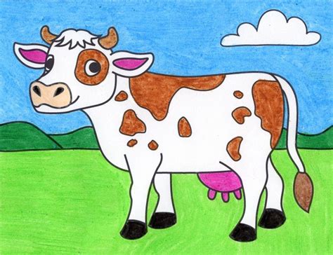 Easy How to Draw a Cow Tutorial Video and Cow Coloring Page | Cow ...