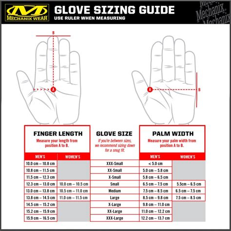 Mechanix Gloves Size Guide