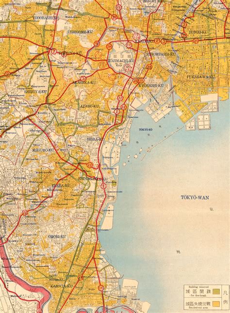 Vintage Map of Tokyo Showing Bombed Out Areas WWII Wall Art - Etsy