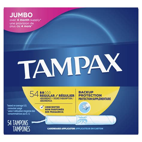 TAMPAX Cardboard Tampons Regular Unscented, 54 Count - Walmart.com ...