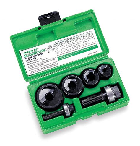 GREENLEE Hole Punch Set, 10 Piece, 10, 12 ga. Steel - 4A742|7235BB ...