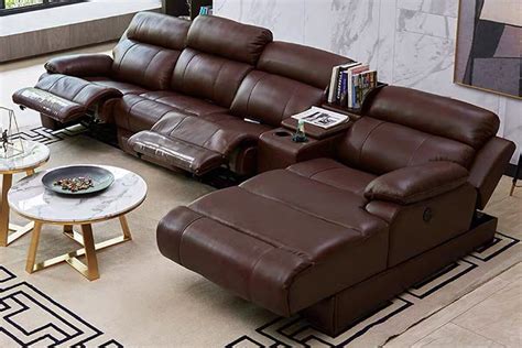 Grey Leather Corner Reclining Sofa | Baci Living Room