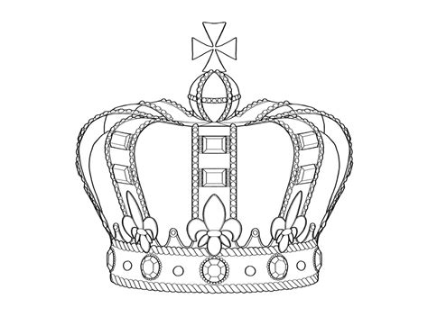 a black and white drawing of a crown