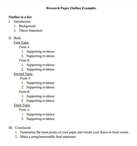 Research paper outline example | Paper outline, Research paper outline ...