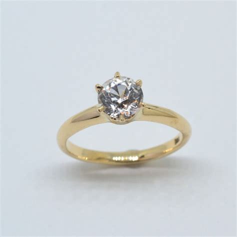 White Sapphire Solitaire Ring White Sapphire Ring 6 Prong - Etsy