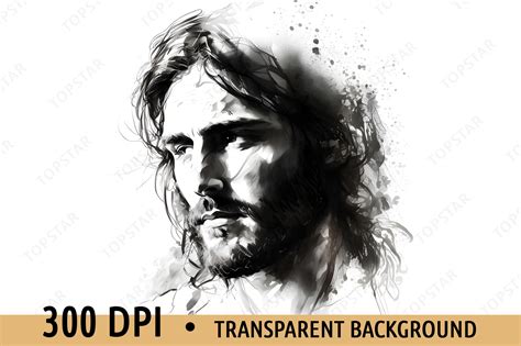 Jesus Christ Portrait Sketch Black White Graphic by Topstar · Creative ...