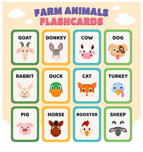 Printable Farm Animal Flash Cards