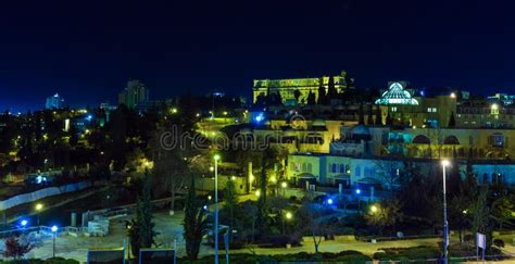 Night View of Jerusalem Streets, Israel Stock Image - Image of israel ...