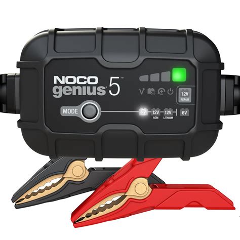 NOCO genius GENIUS5, 5-Amp Fully-Automatic Smart Charger, 6V & 12V ...