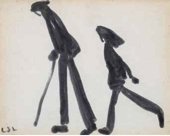 Lowry, painting, sold, Two Figures Walking