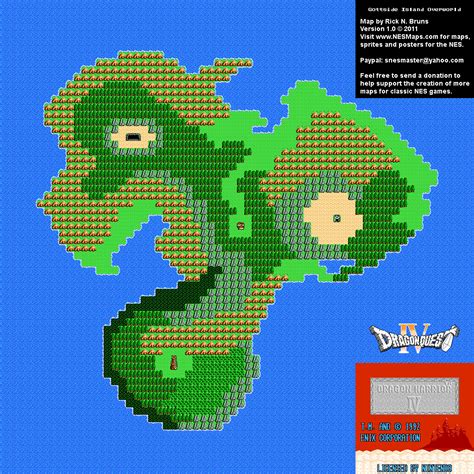 Dargon Warrior IV - Gottside Island Overworld Nintendo NES Map BG