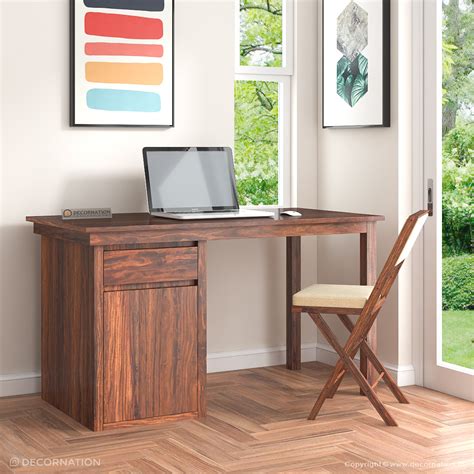 Flavia Sheesham Wood Computer Table with Storage - Decornation