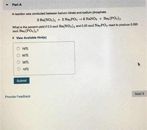 Solved Part A A reaction was conducted between barium | Chegg.com