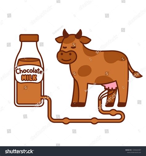 Cute Cartoon Brown Cow Giving Chocolate Stock Vector (Royalty Free ...