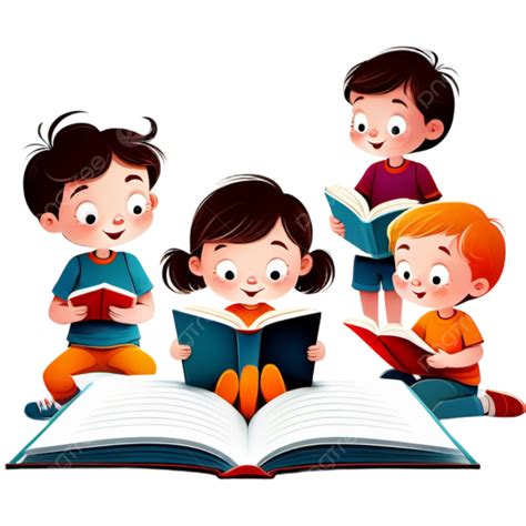 Children Reading Book, Assets, Graphic, Design PNG Transparent Clipart ...