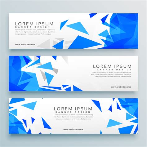 abstract blue triangles vector web banner or header template - Download ...