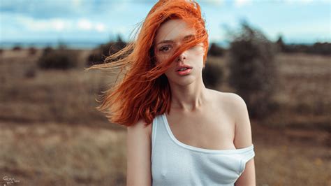 Wallpaper : face, sunlight, women, redhead, model, long hair, red ...