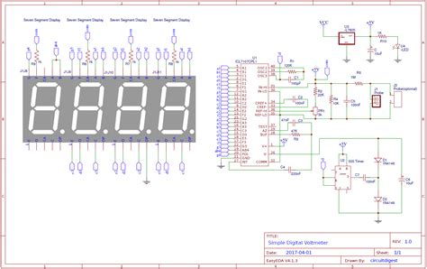 Simple Digital Voltmeter Circuit Diagram using ICL7107