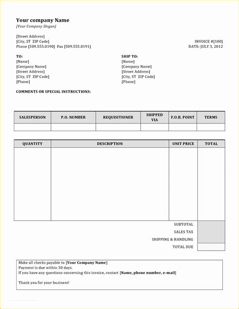 Basic Invoice Template Free Of Free Invoice Templates ...