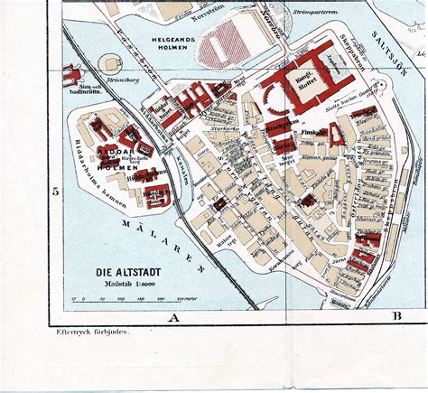 Stockholm Gamla Stan 1897 orig. small city map .. (370720998) ᐈ Köp på ...