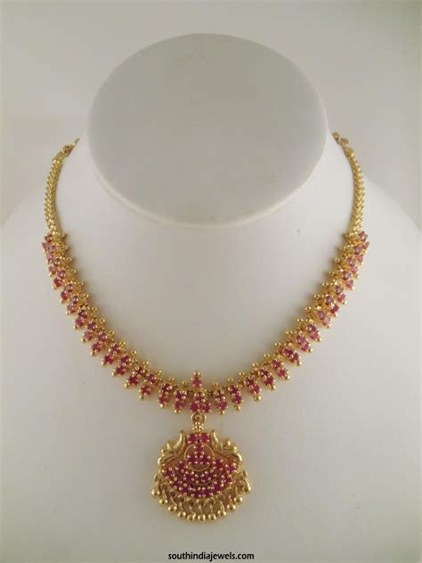 1 Gram Gold Ruby Necklace Design ~ South India Jewels