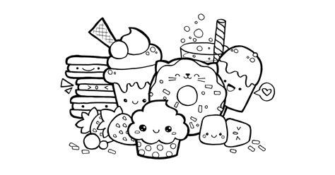 Kawaii Food Doodle Free Printable Coloring Page | Cute doodle art ...