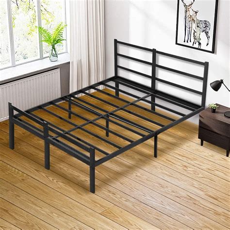 Lusimo Full Size Bed Frame with Headboard No Box Spring Needed 14 inch ...