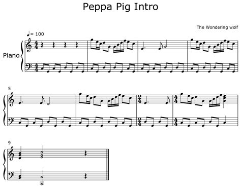 Peppa Pig Intro - Sheet music for Piano