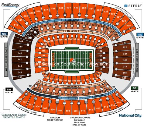 FirstEnergy Stadium, Cleveland OH - Seating Chart View