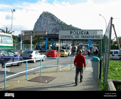 The Border Crossing from Spain into Gibraltar, Gibraltar, Europe Stock ...