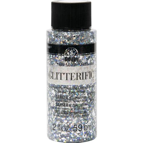 FolkArt Glitterific Acrylic Craft Paint, Glitter Finish, Silver, 2 fl ...